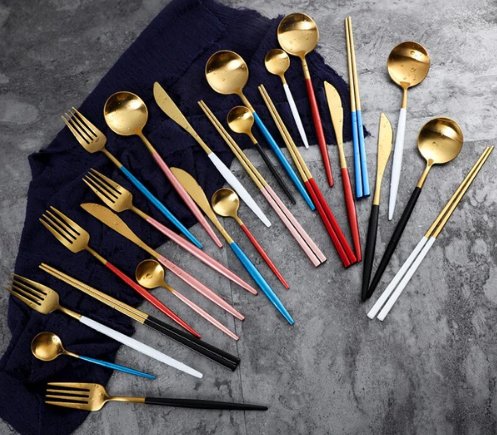 BowLift | Golden & Silver 24-Piece Cutlery Set for Luxury Dining