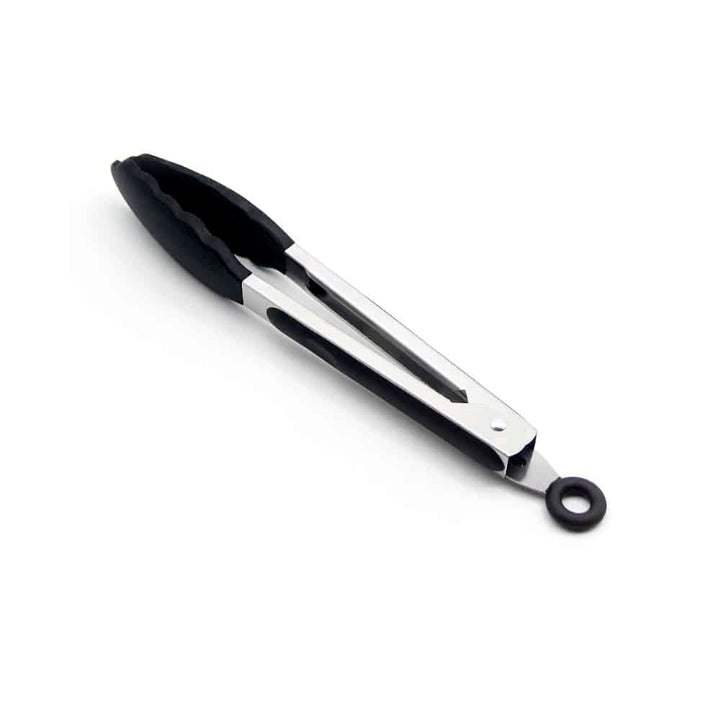 Silicone and stainless steel grill tongs - 23/30 cm - White / Black | Bowlift