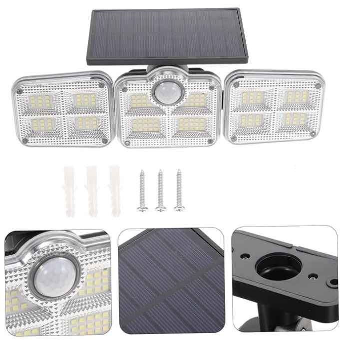 BowLift | Solar LED Spotlight | Outdoor Motion Sensor | 3-Head Adjustable | 74 LEDs