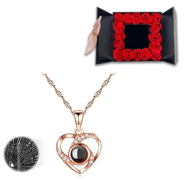 BowLift | Necklace, "I love you" in 100 languages - Unique gift set