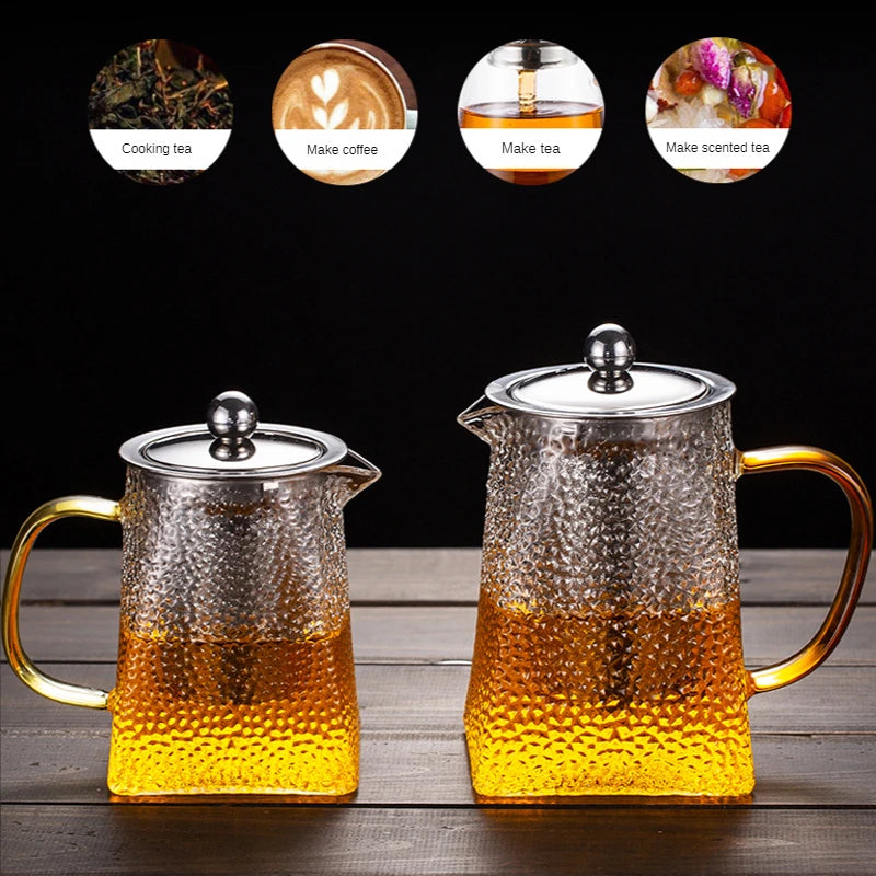 Hammer Glass Teapot With Stainless Steel Filter Heat Resistant Teapot | Bowlift
