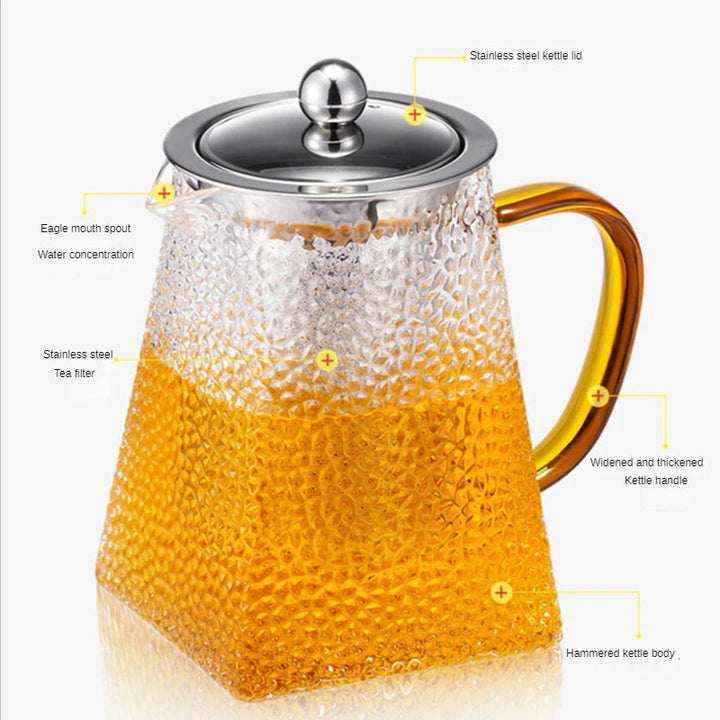 Hammer Glass Teapot With Stainless Steel Filter Heat Resistant Teapot | Bowlift