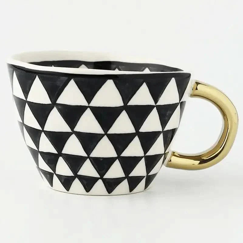 BowLift | Hand‑Painted Ceramic Mug with Gold Handle