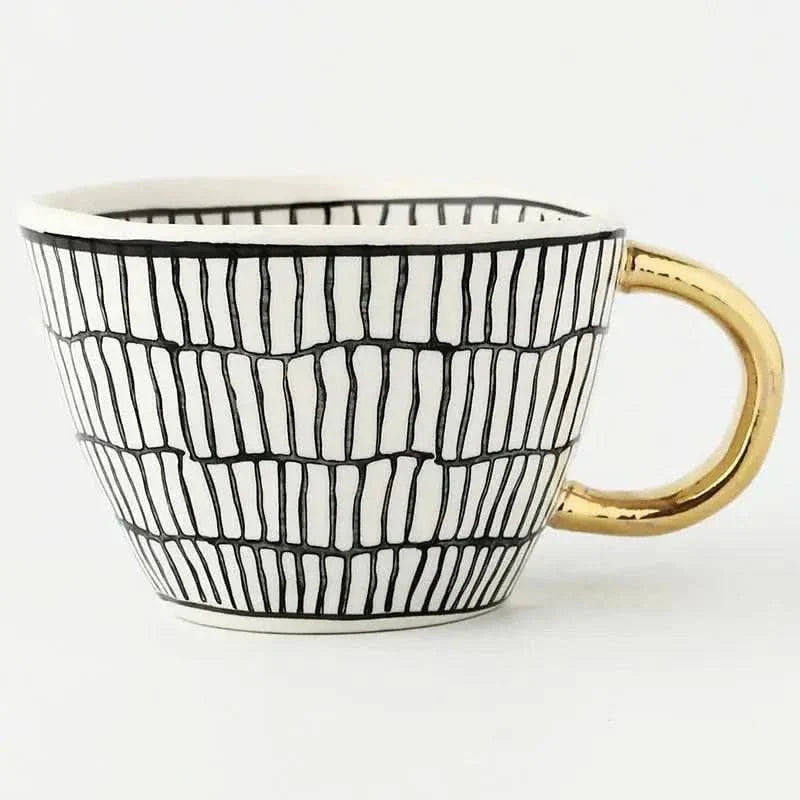 BowLift | Hand‑Painted Ceramic Mug with Gold Handle