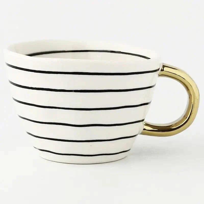 BowLift | Hand‑Painted Ceramic Mug with Gold Handle