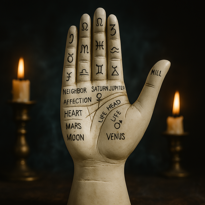 BowLift | Zodiac Symbols Mystic Palmistry Hand Sculpture