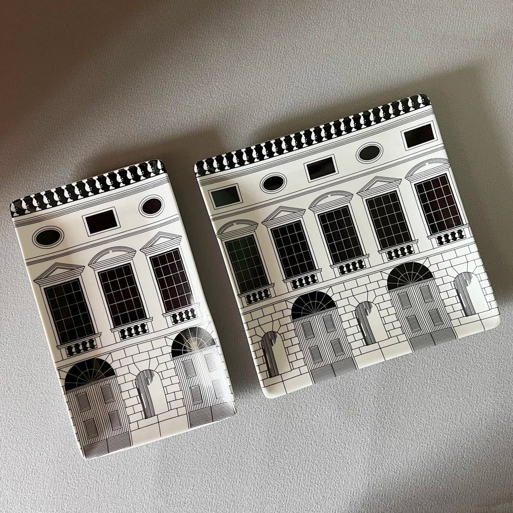 Handmade Ceramic Neuschwanstein Castle Building Rectangle Plate | Bowlift