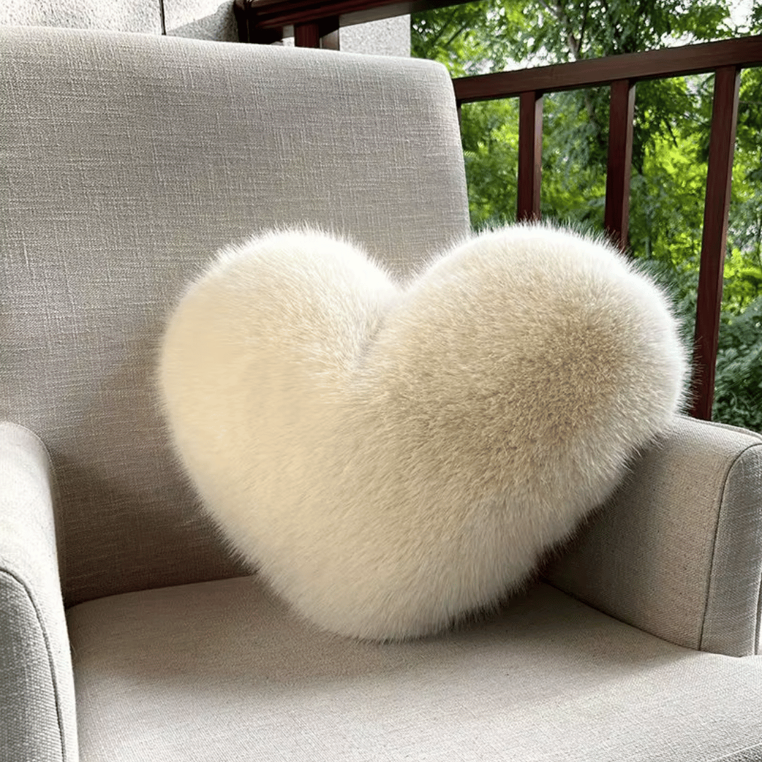 BowLift | HEARTLUX – Soft Faux Fur Heart Pillow for Modern Home Decor