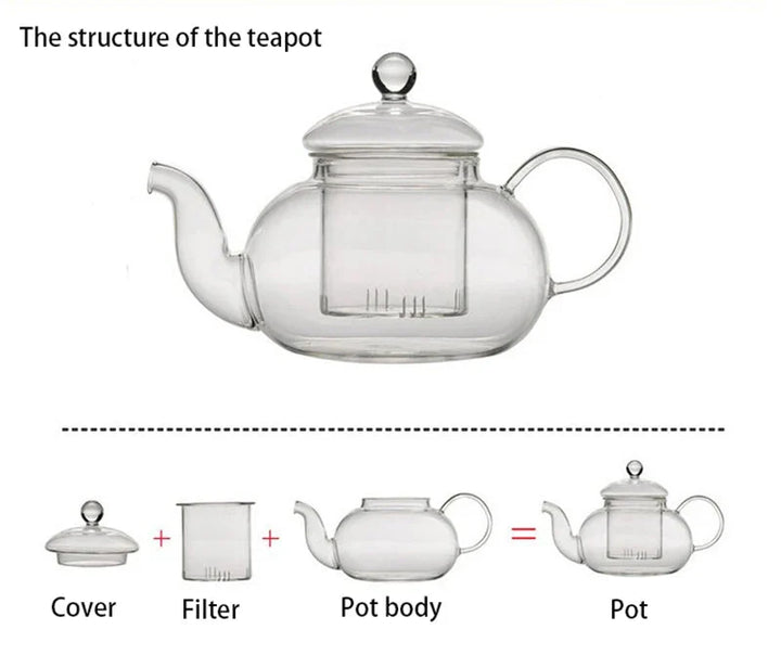 Heat Resistant Glass Tea Pot Glass Teapot with Infuser Tea Pot Set | Bowlift
