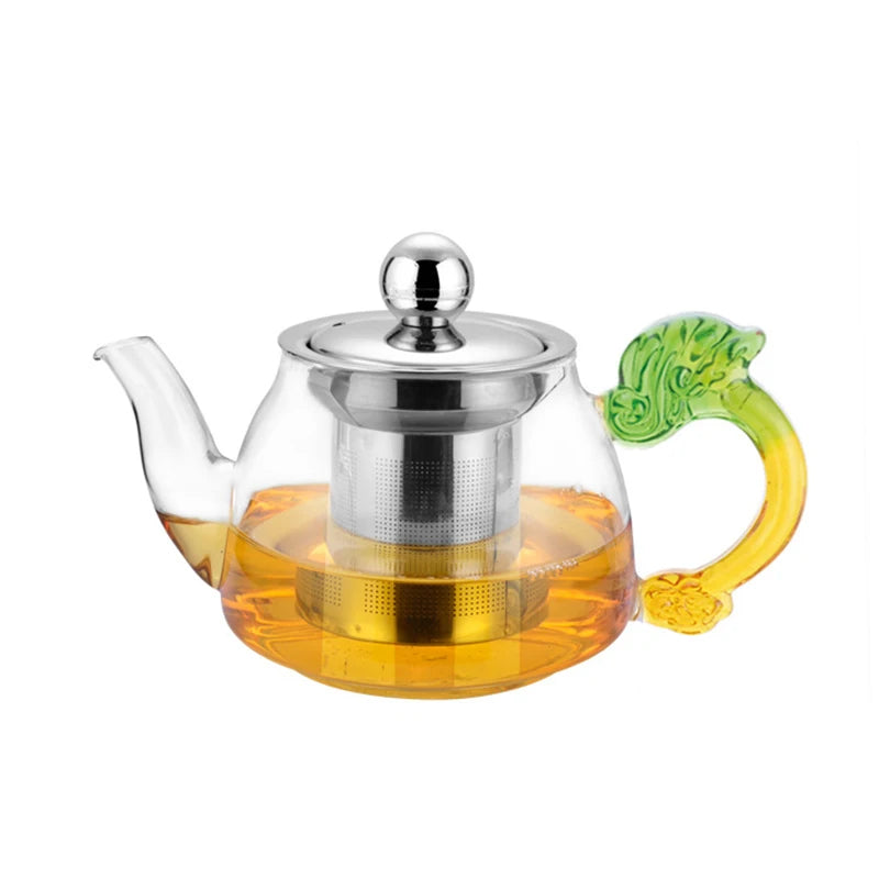 Heat Resistant Glass Tea Pot with Stainless Steel Infuser Glass Kettle | Bowlift