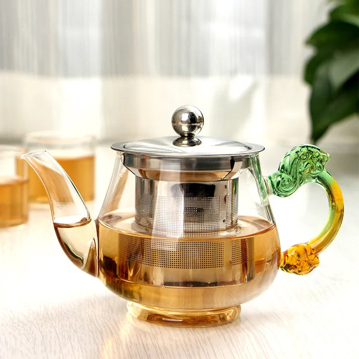 Heat Resistant Glass Tea Pot with Stainless Steel Infuser Glass Kettle | Bowlift