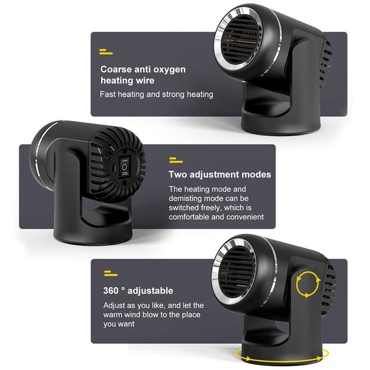 BowLift | 12V Portable Car Heater with 360° Rotation & Overheat Protection