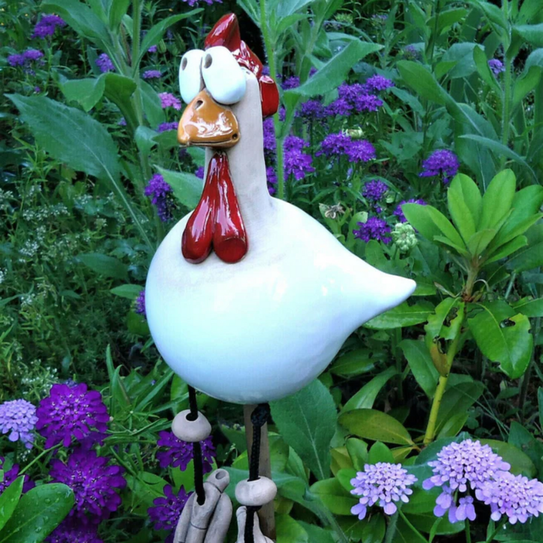 Happy Chicken – Playful Garden Chicken Decoration for Outdoors Bowlift