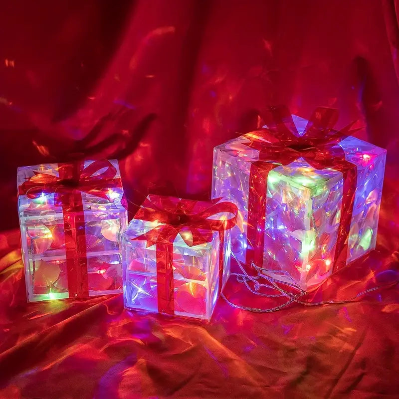 BowLift | GlowBox – LED Gift Boxes Set for Christmas Decoration (3 Pieces)