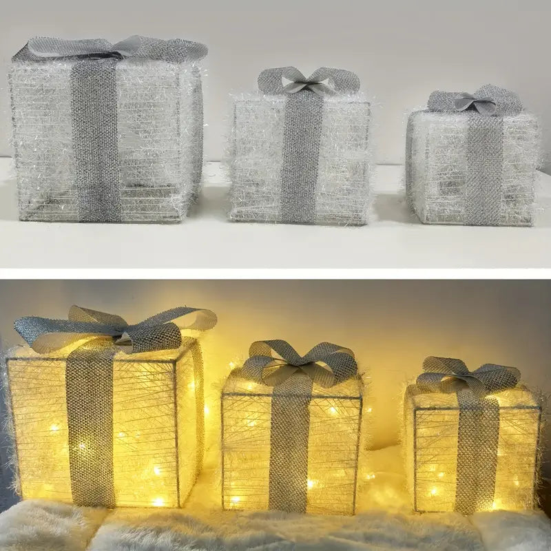 BowLift | GlowBox – LED Gift Boxes Set for Christmas Decoration (3 Pieces)