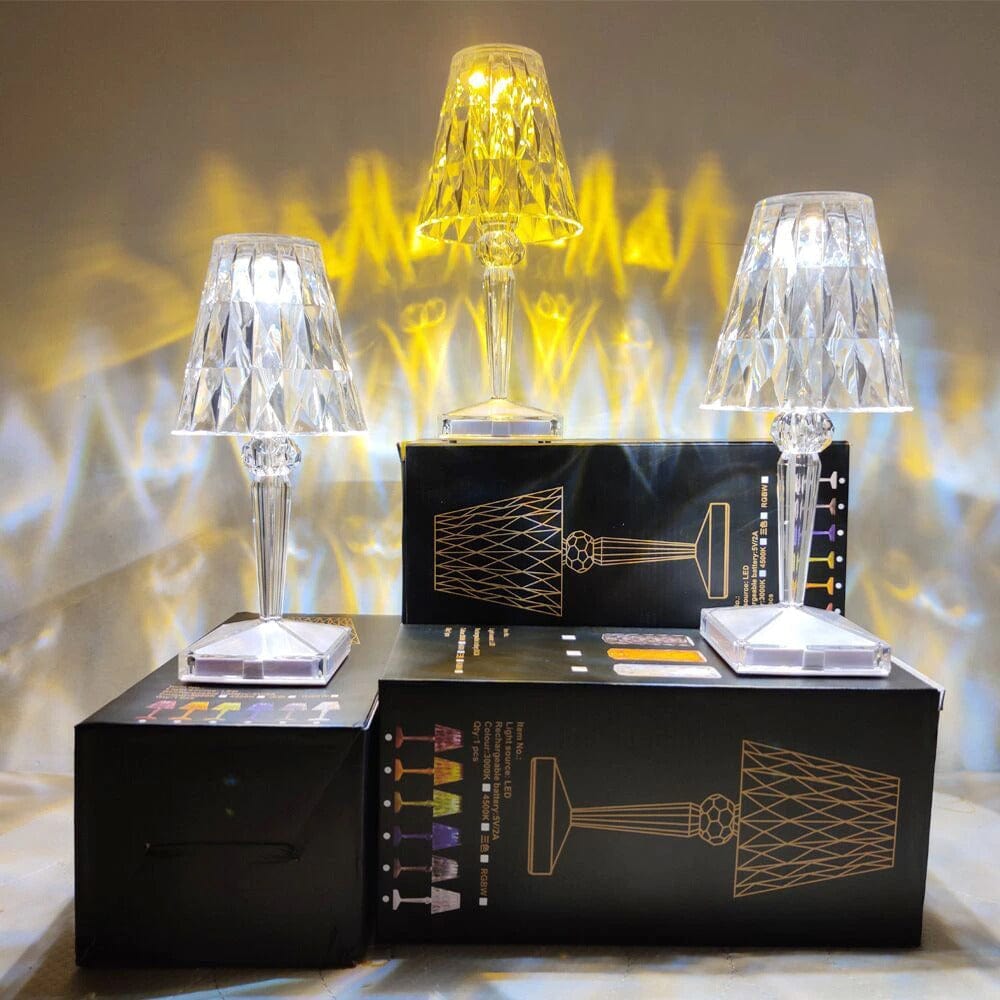 BowLift | CrystaLamp - LED Table Lamp made of Diamond Crystal