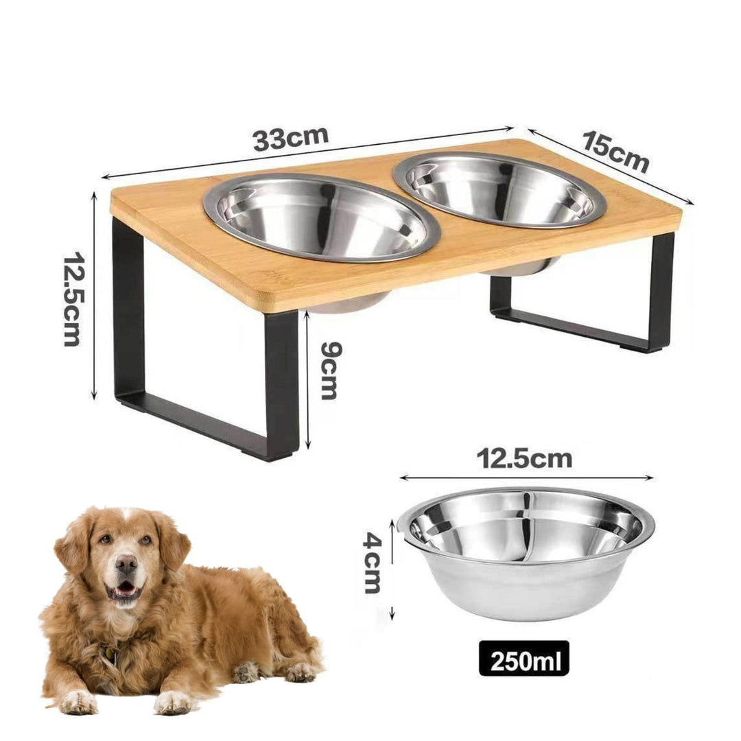 Raised Dog Food Bowl – Bamboo Stand with Removable Stainless Steel Bowls | Bowlift