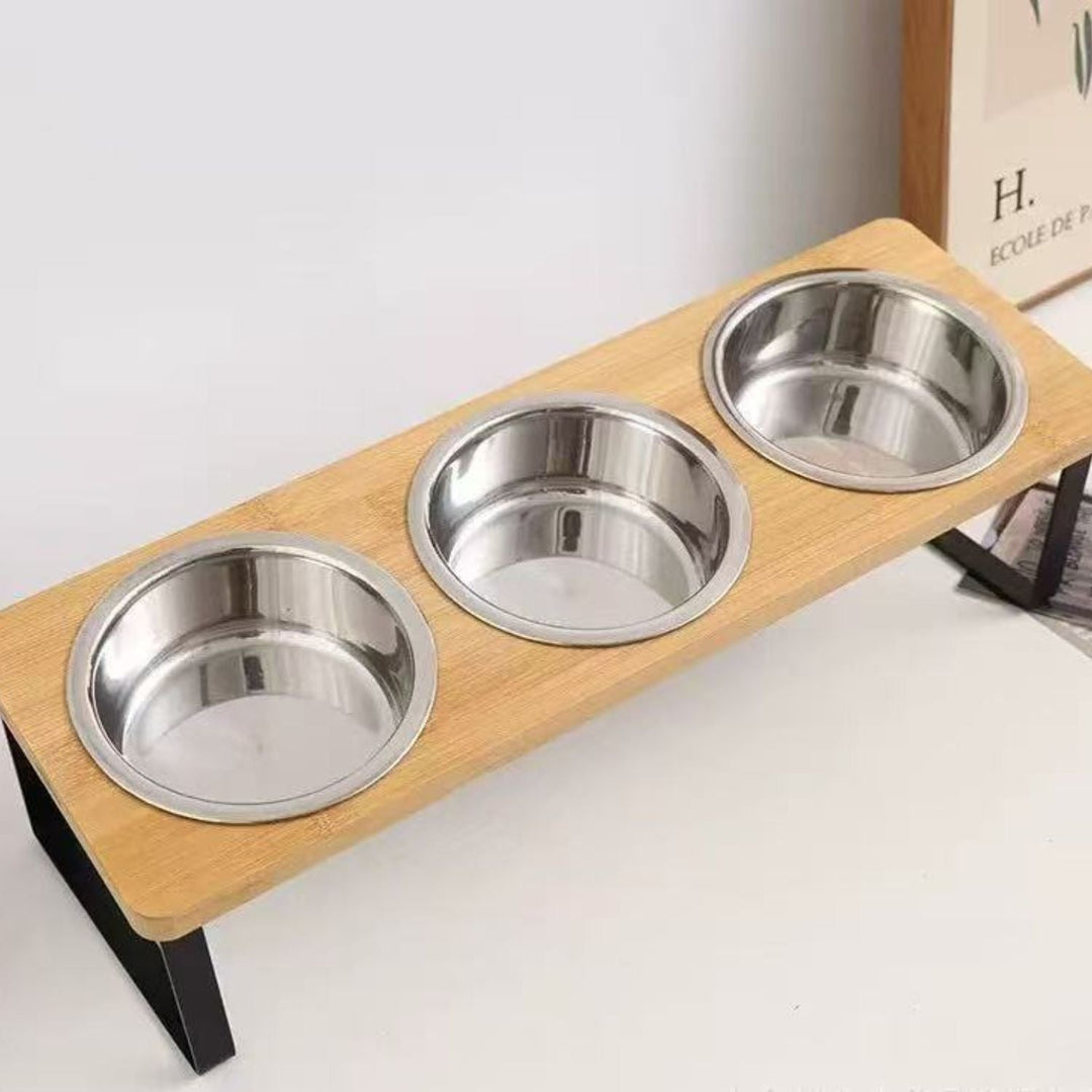 Elevated dog bowl – bamboo stand with removable stainless steel bowl | Bowlift