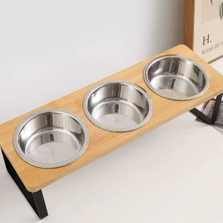 Raised Dog Food Bowl – Bamboo Stand with Removable Stainless Steel Bowls | Bowlift