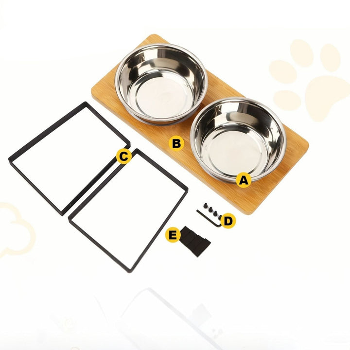 Raised Dog Food Bowl – Bamboo Stand with Removable Stainless Steel Bowls | Bowlift