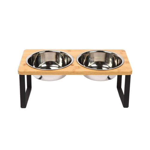 Raised Dog Food Bowl – Bamboo Stand with Removable Stainless Steel Bowls | Bowlift