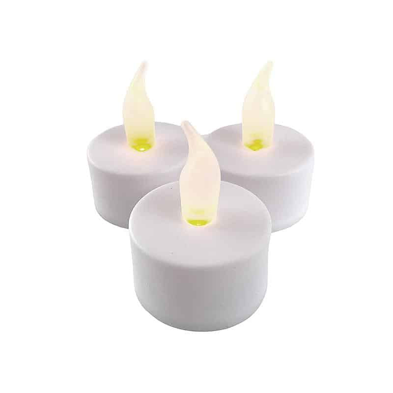 LED tealight 12 pcs. in white with flame (including batteries) | Bowlift