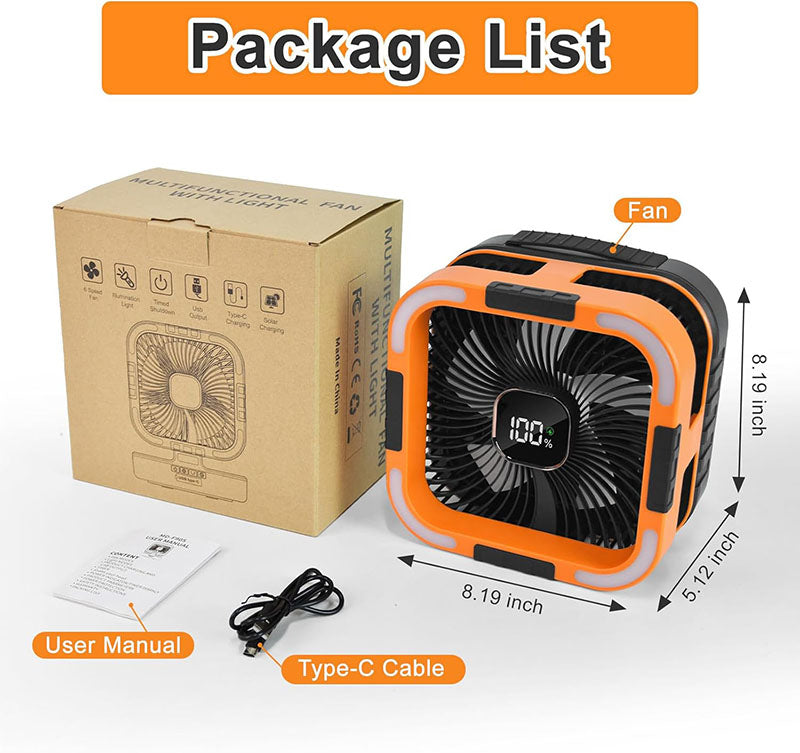3 in 1 Solar Camping Fan | Bowlift
