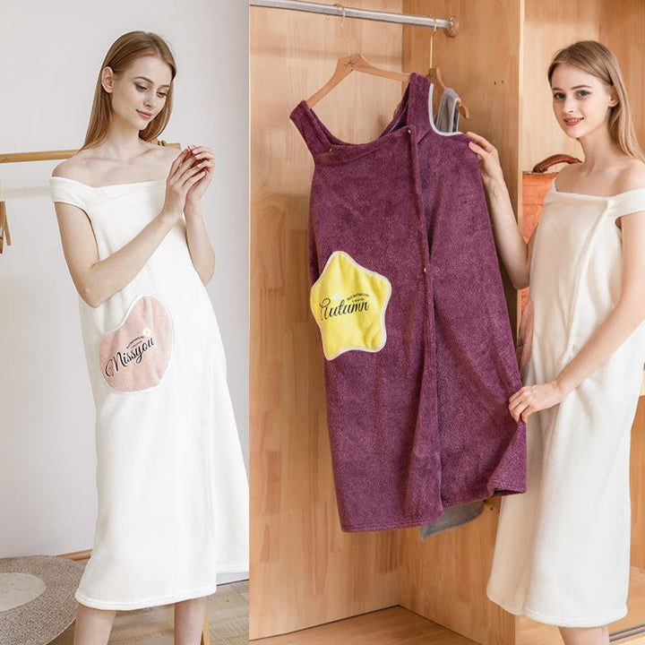 Women Quick Dry Wearable Microfiber plush Bathrobes | Bowlift