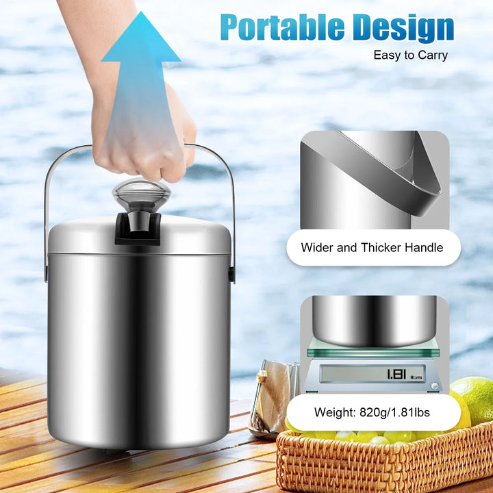 Ice Bucket Stainless Steel Insulated Beer Drink Double-layer Cooler | Bowlift