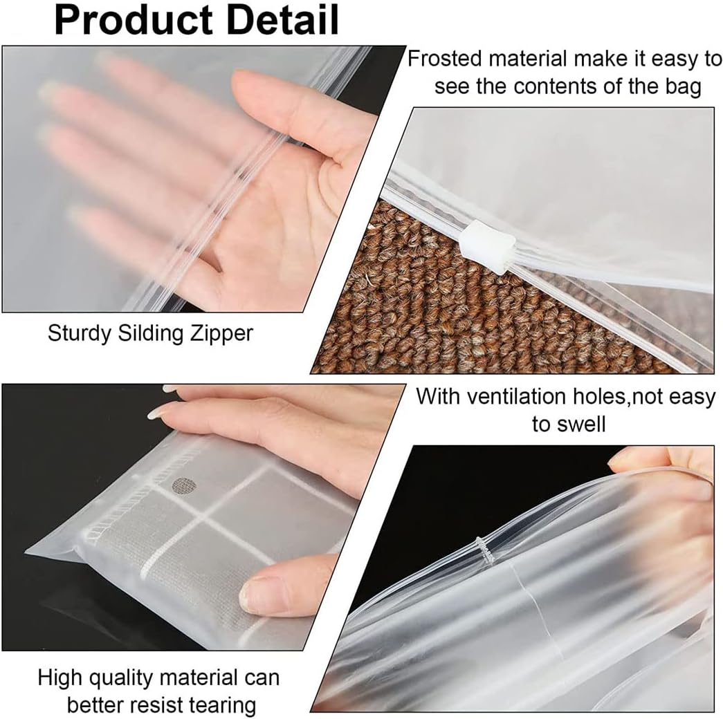 Reusable Matte Zip Bags – 40-Pack Clothing Storage Covers with Ventilation Holes | Bowlift