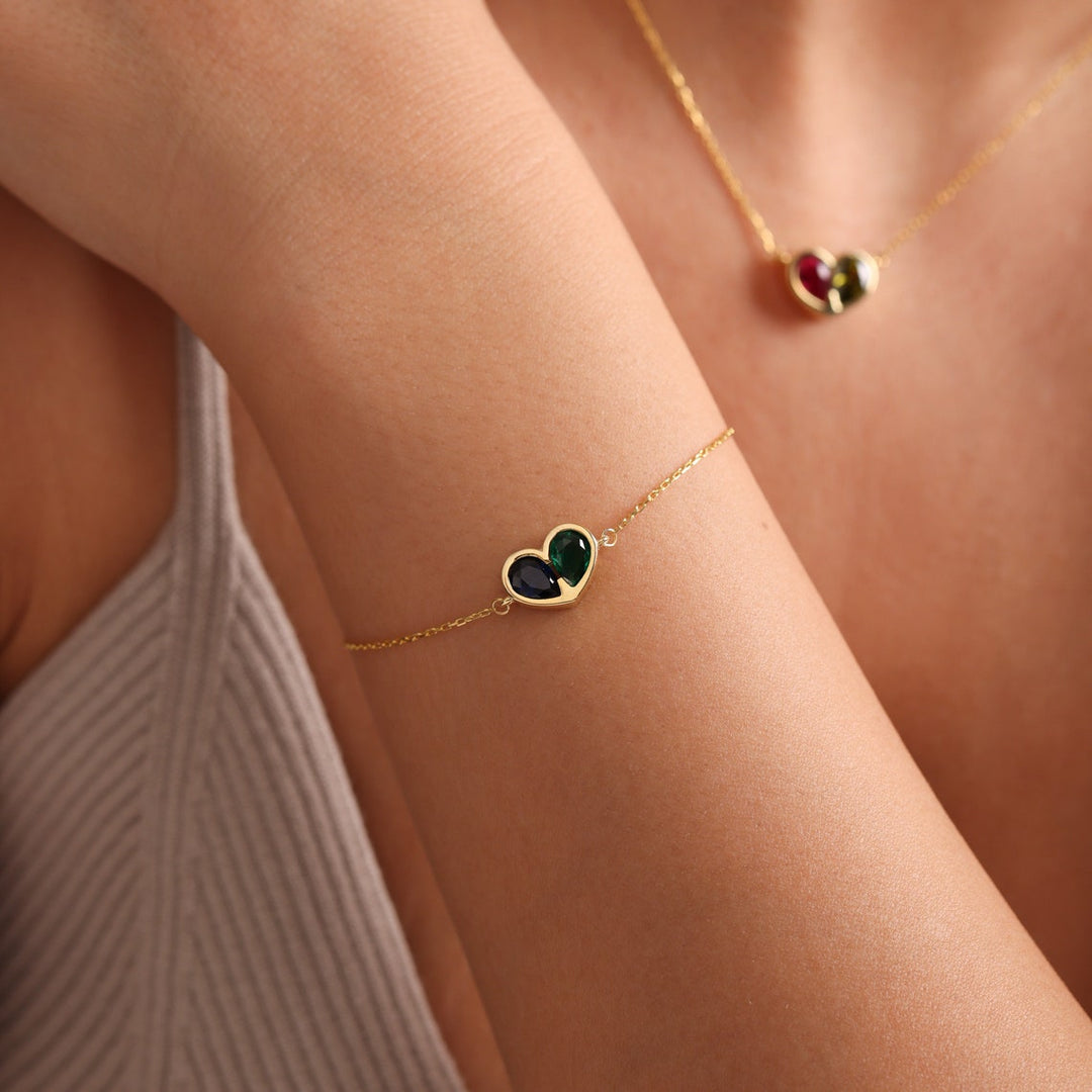 BowLift | Forever Linked Birthstone Heart Necklace & Bracelet