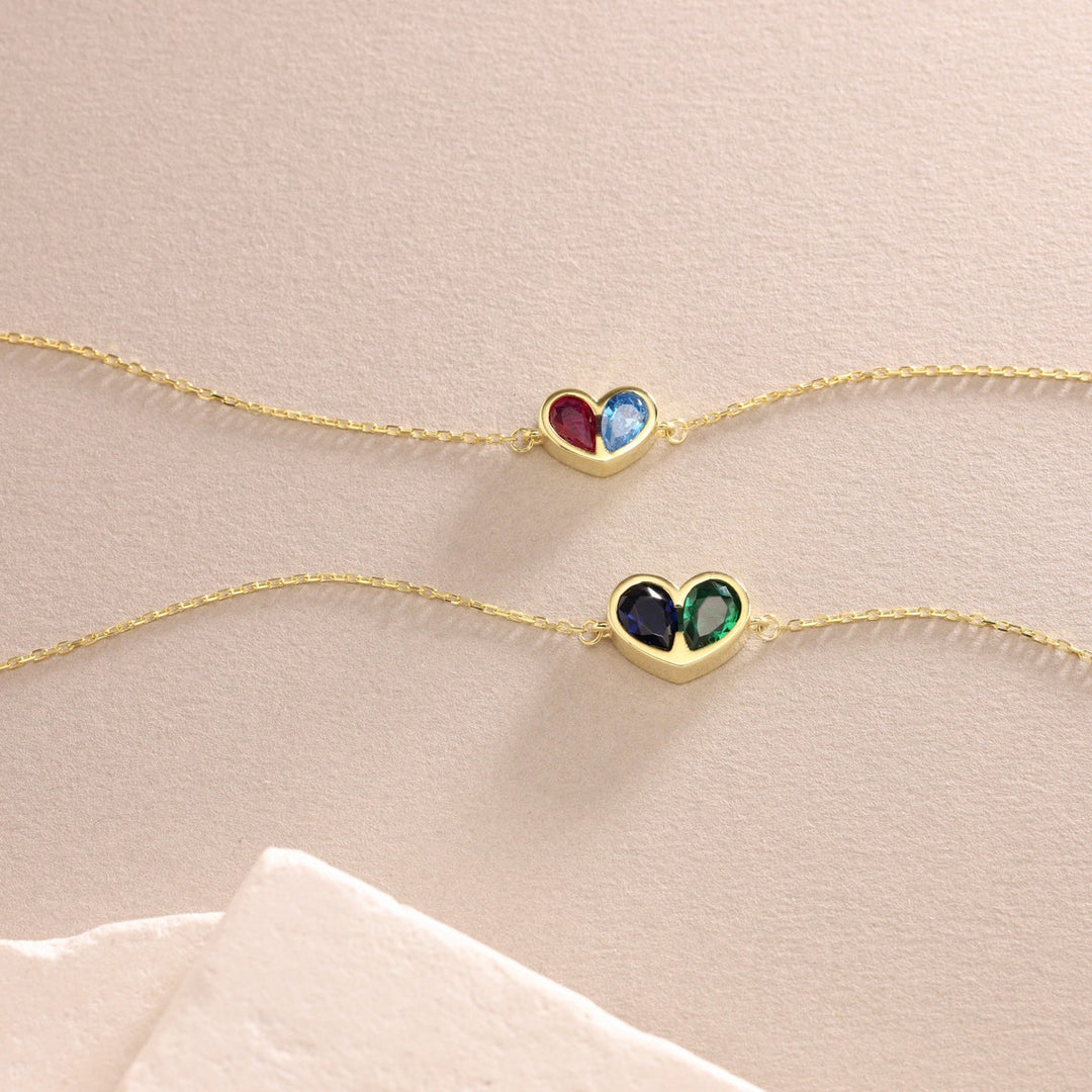 BowLift | Forever Linked Birthstone Heart Necklace & Bracelet