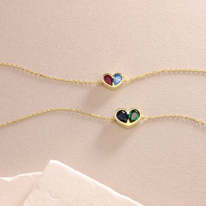 BowLift | Forever Linked Birthstone Heart Necklace & Bracelet