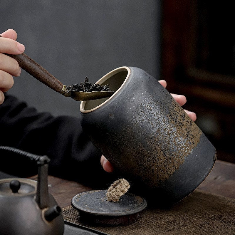 BowLift | Kitchen Vintage Storage Jar for Cookies and Sugar | Airtight Ceramic Pot Gong Fu