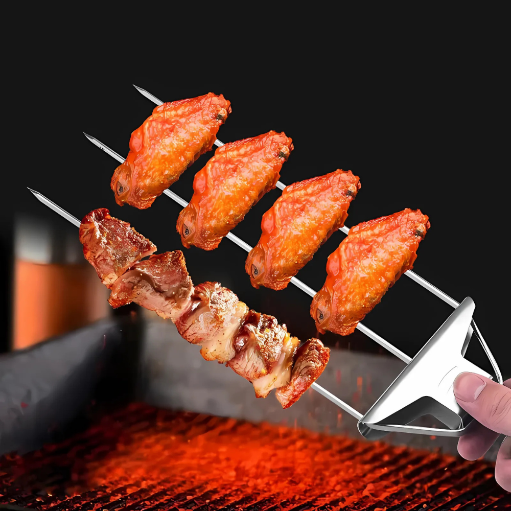 BowLift | Stainless Steel BBQ Skewers Triple Grill Tool