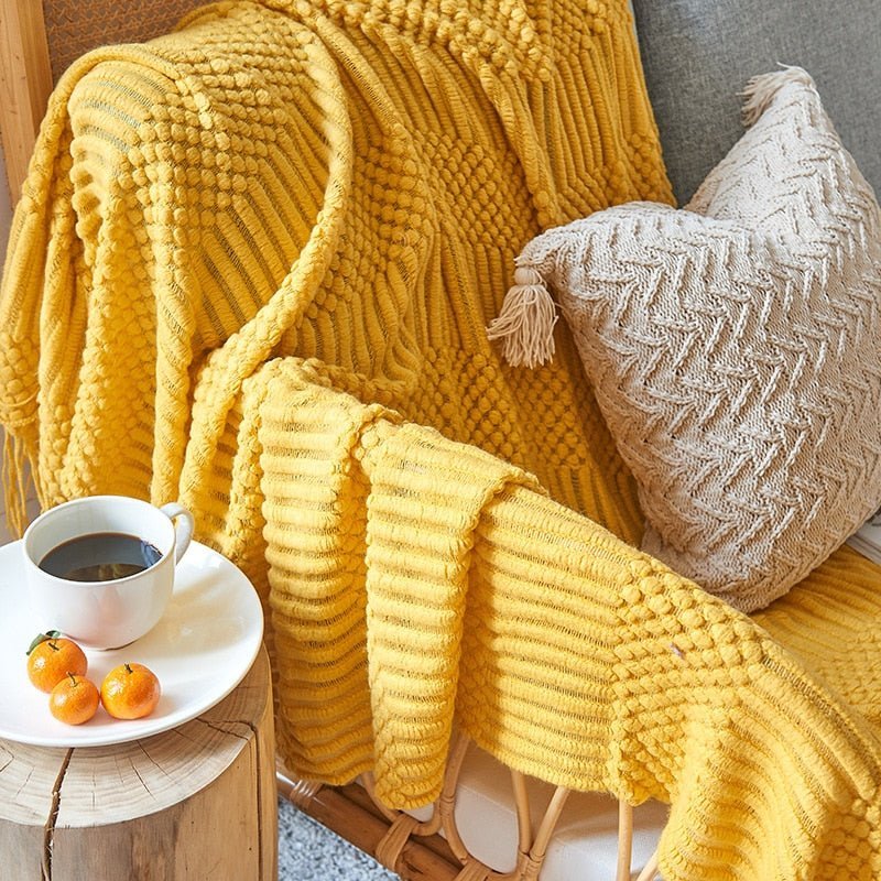 BowLift | Sofa Throw Knitted Cotton Decorative Blanket