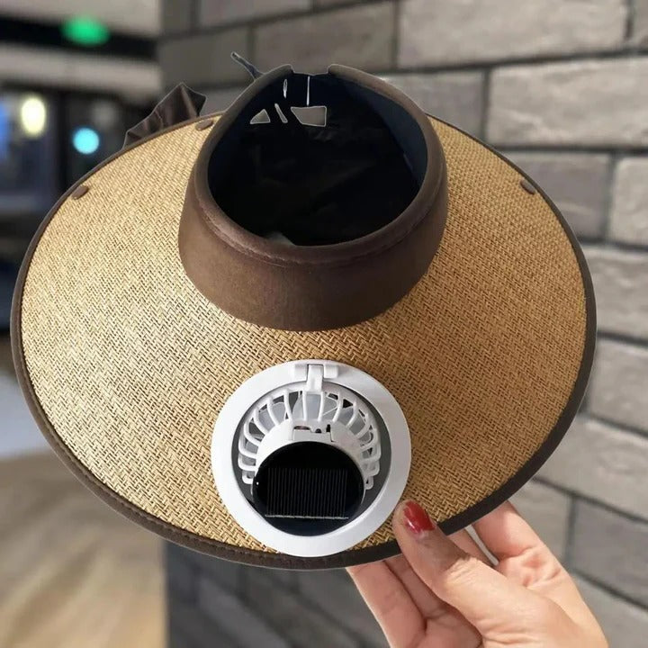 Wide Brim Sun Hat with Solar Powered Fan | Bowlift