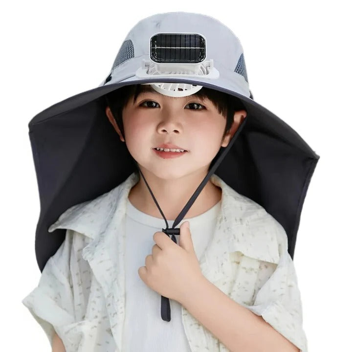 Adjustable Kids Solar Fan Hat | Bowlift