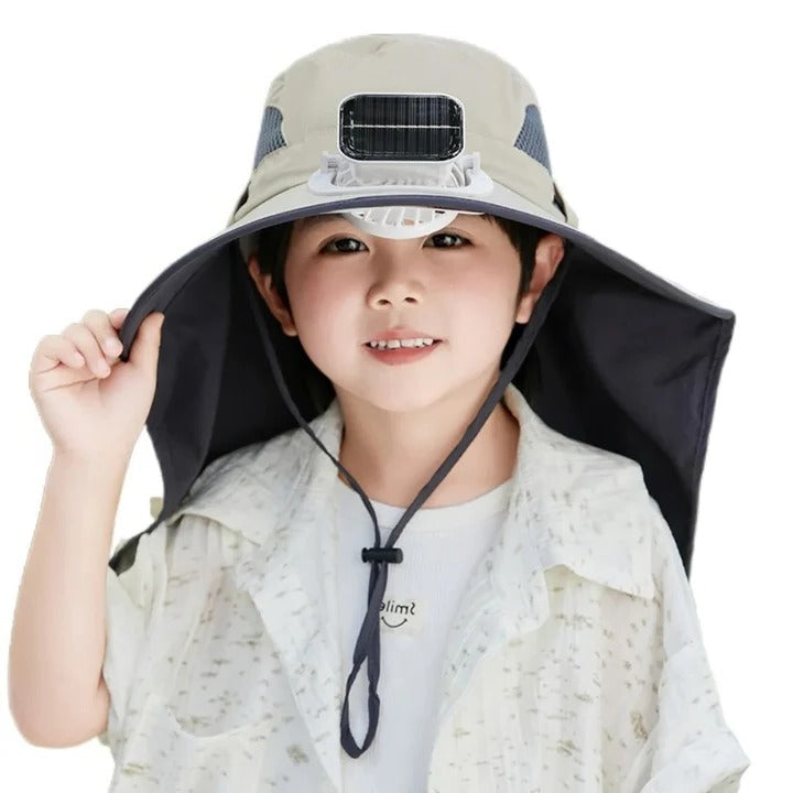 Adjustable Kids Solar Fan Hat | Bowlift