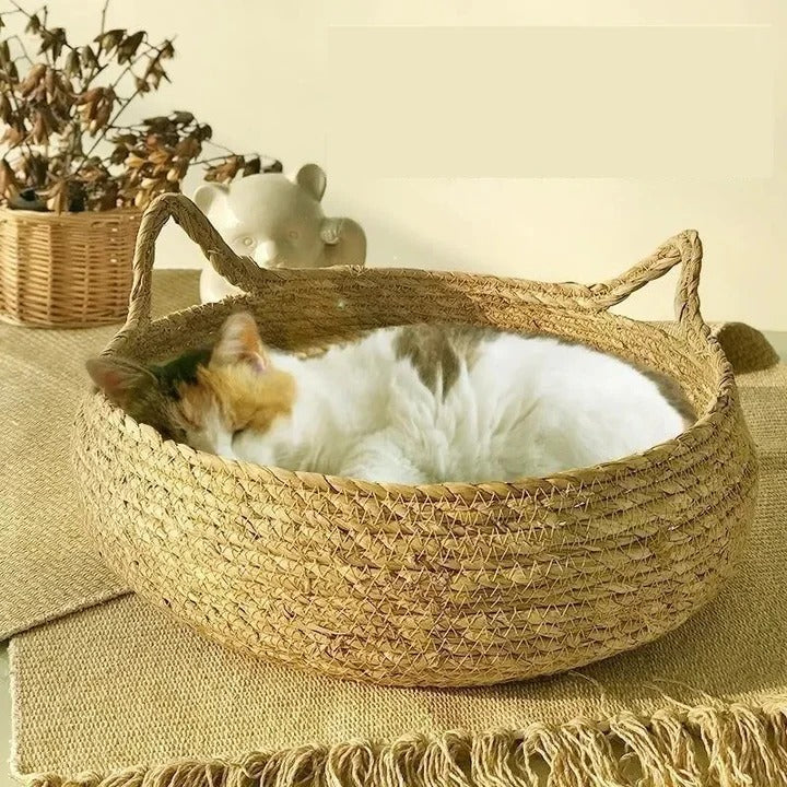 BowLift | Handmade Woven Cat Bed with Seasonal Pad