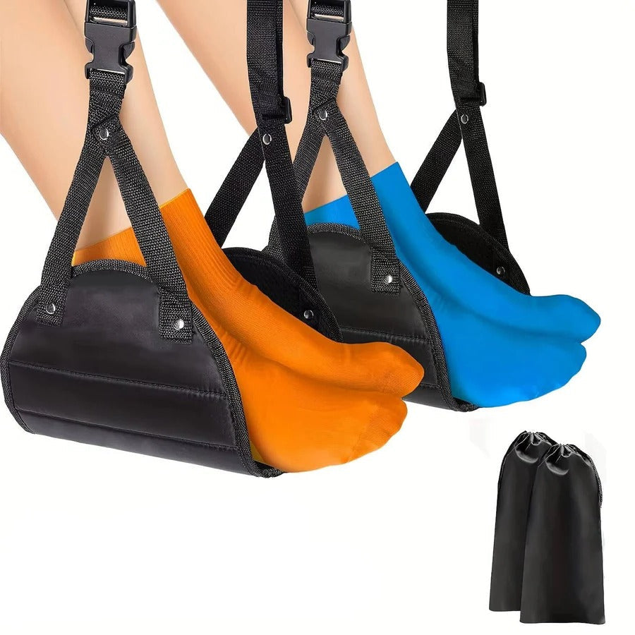 BowLift | 2-Pack Foot Hammock, Portable Travel & Under-Desk Leg Rest with Adjustable Straps