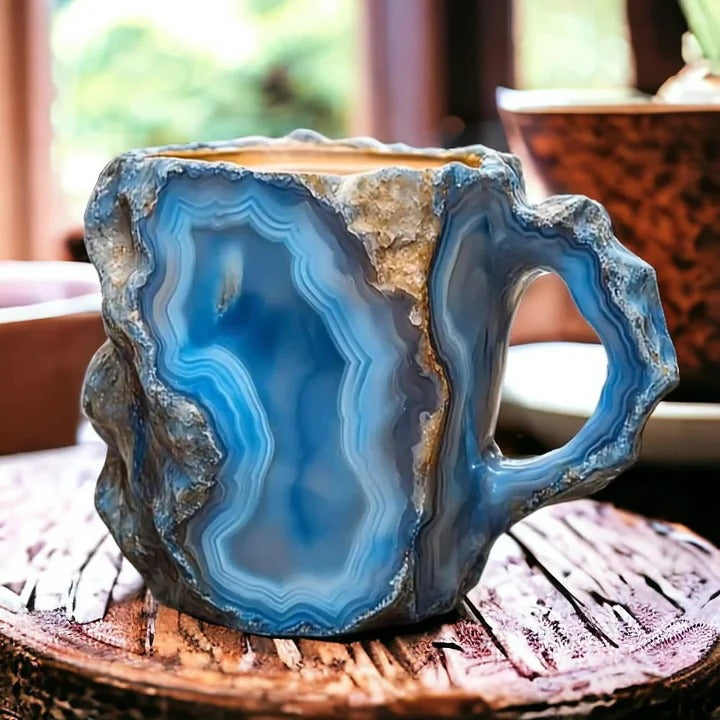 BowLift | Faceted Mineral Crystal Coffee Mug – Elegant Glass Cup