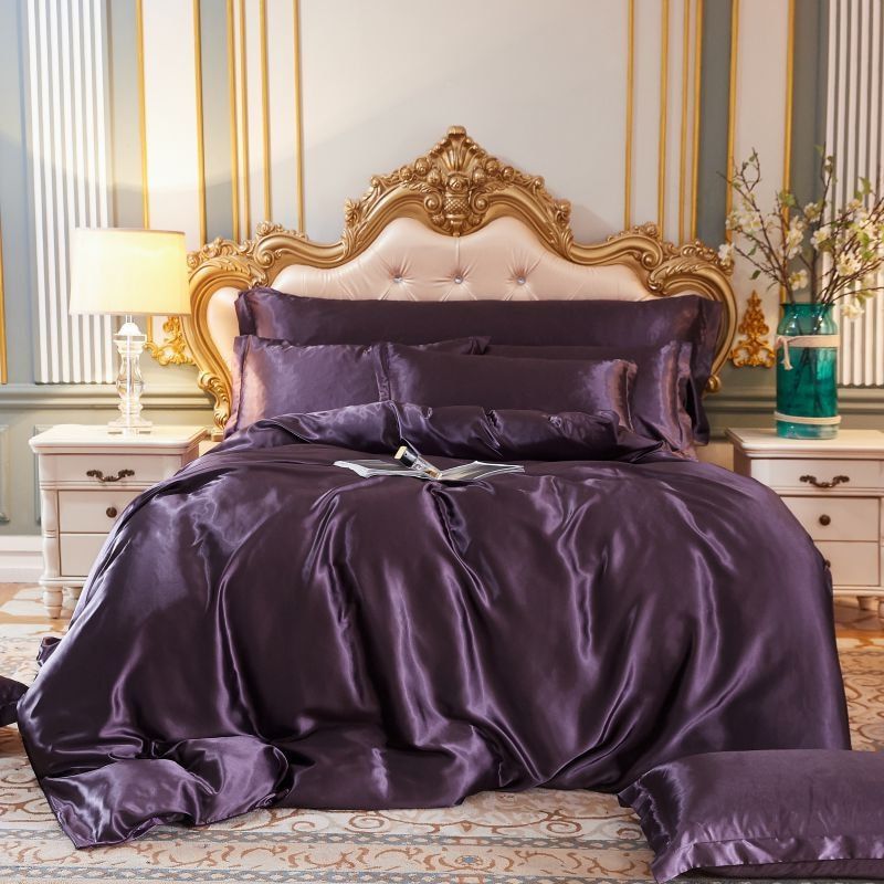 4-piece luxury set silk/satin bedding - 2x pillowcases and fitted sheet Bowlift