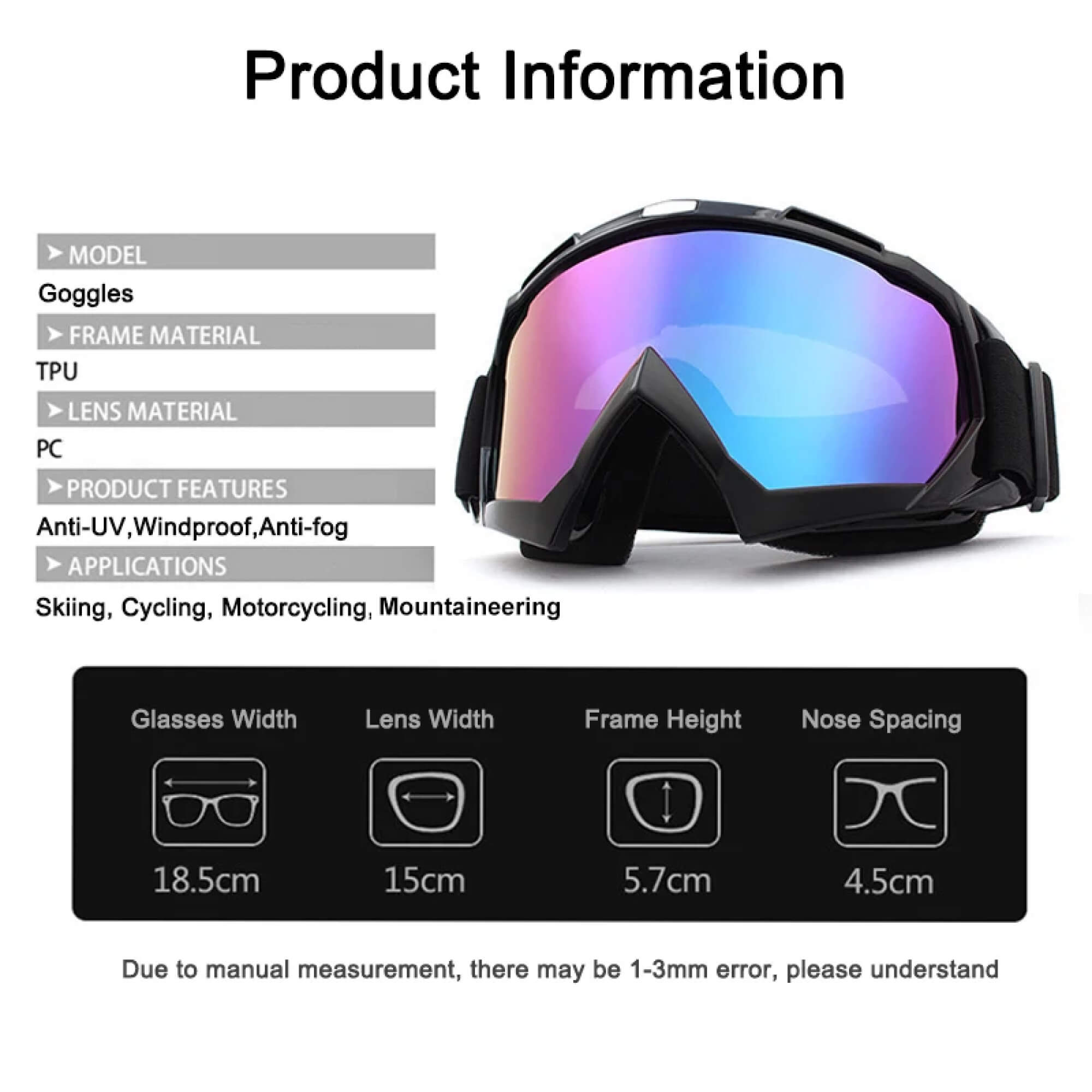 BowLift | Snow Skiing Goggles Snowboard Top Rated Sunglasses for Men and Woman Female Ladies