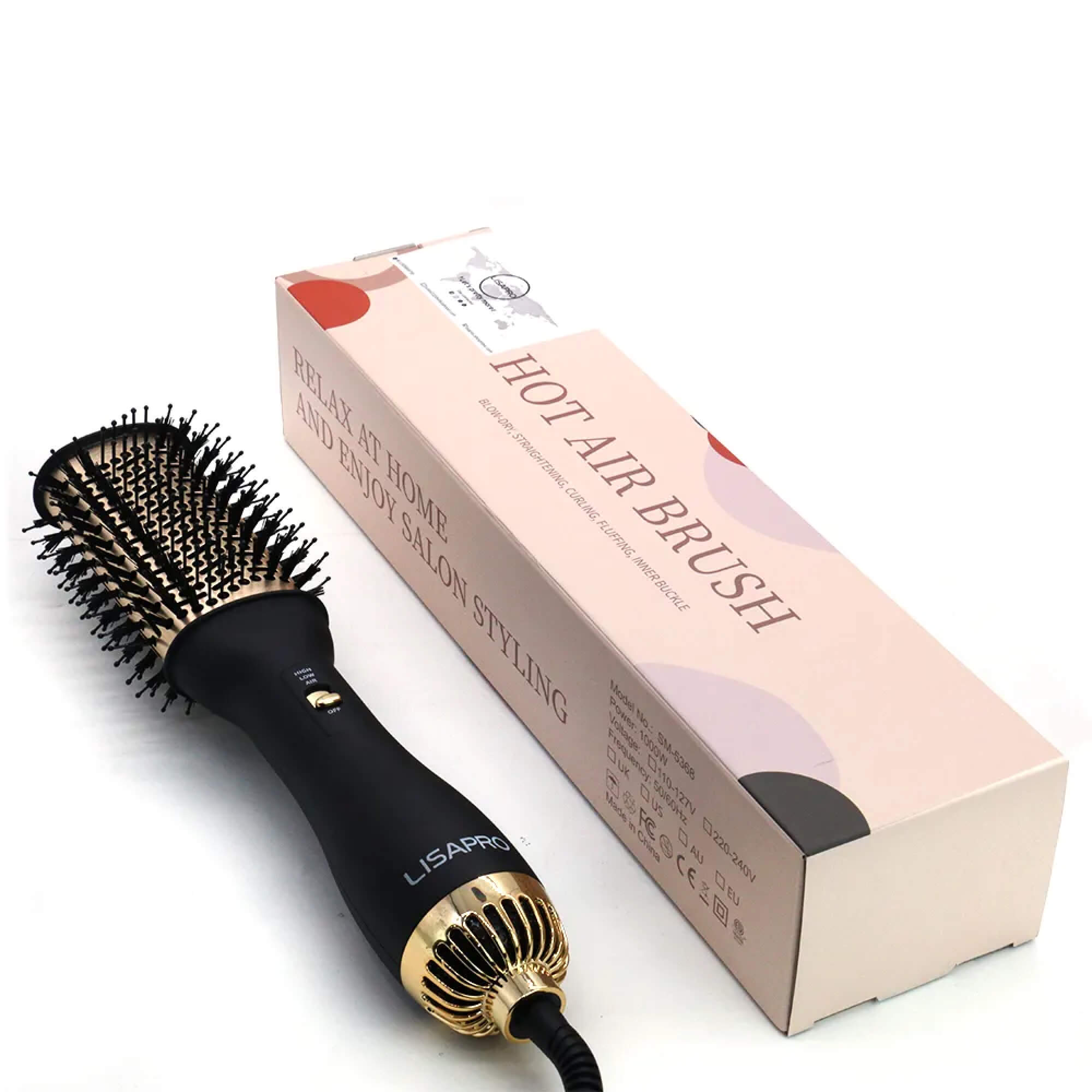 BowLift | Hair Dryer Blower Styler Heated Brush Comb for Short and Long Hair