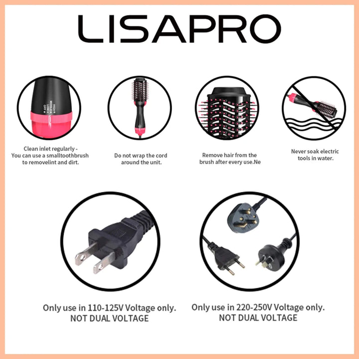 BowLift | Hair Dryer Blower Styler Heated Brush Comb for Short and Long Hair