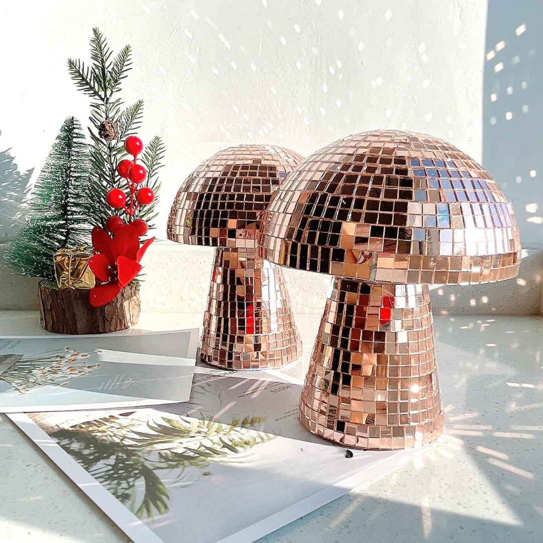 BowLift | Metallic Disco Table Lamp Mushroom Design