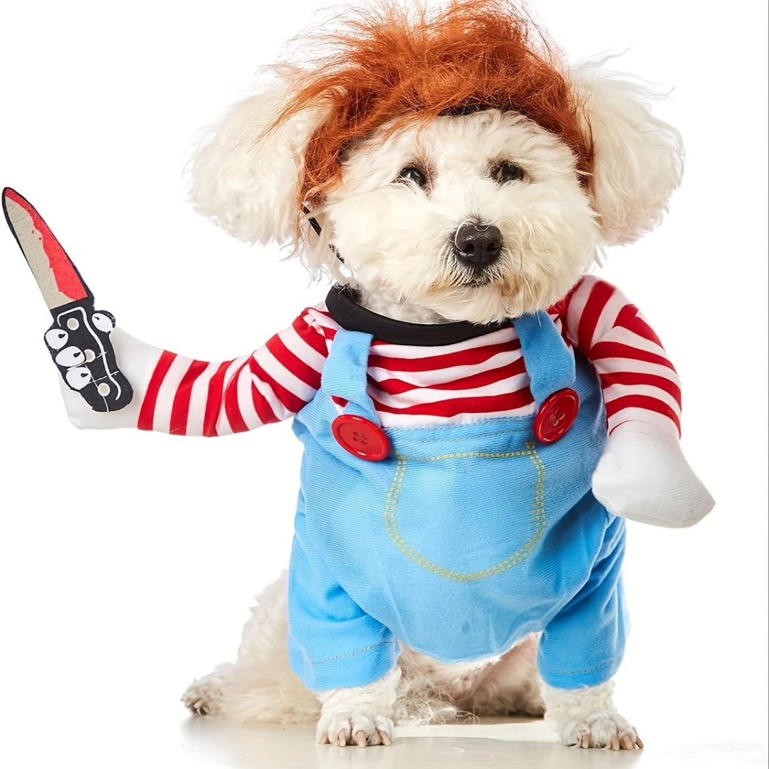 BowLift | Dog Halloween Costume Plush Funny Outfit | Scary Doll Design