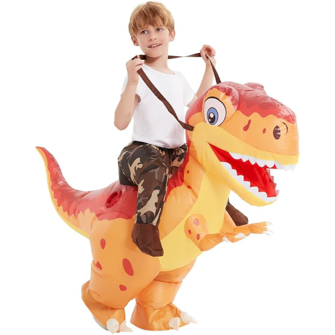 BowLift | Kids Inflatable Halloween Dinosaur Costume | Ride-On T-Rex with Fan