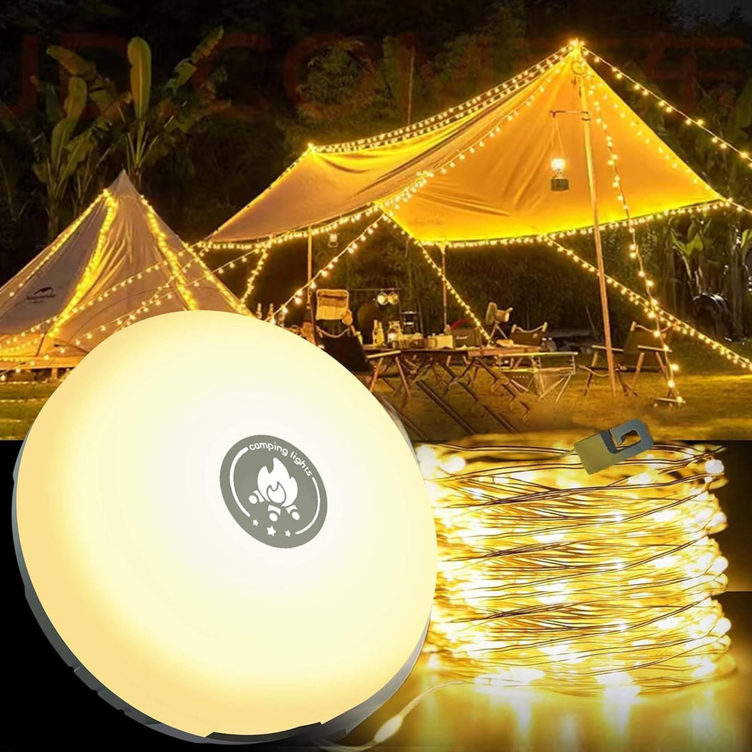 BowLift | 4 in 1 Camp Light – Portable Camping Lantern, String Lights with 8 Lighting Modes, Rechargeable Power Bank for Outdoor Adventures